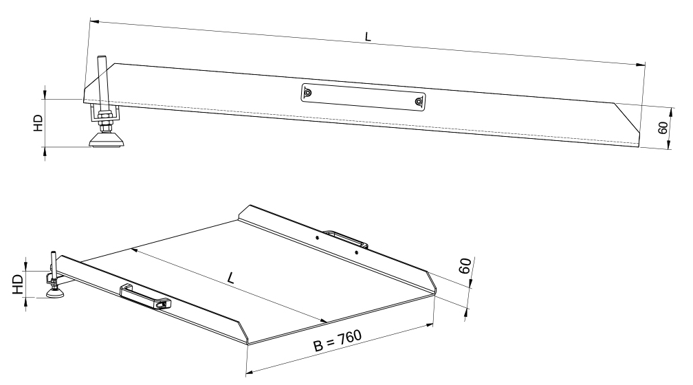 Sicherheitskeilbrücke Länge: 0,8m Breite: 0,76m Tragfähigkeit: 300kg