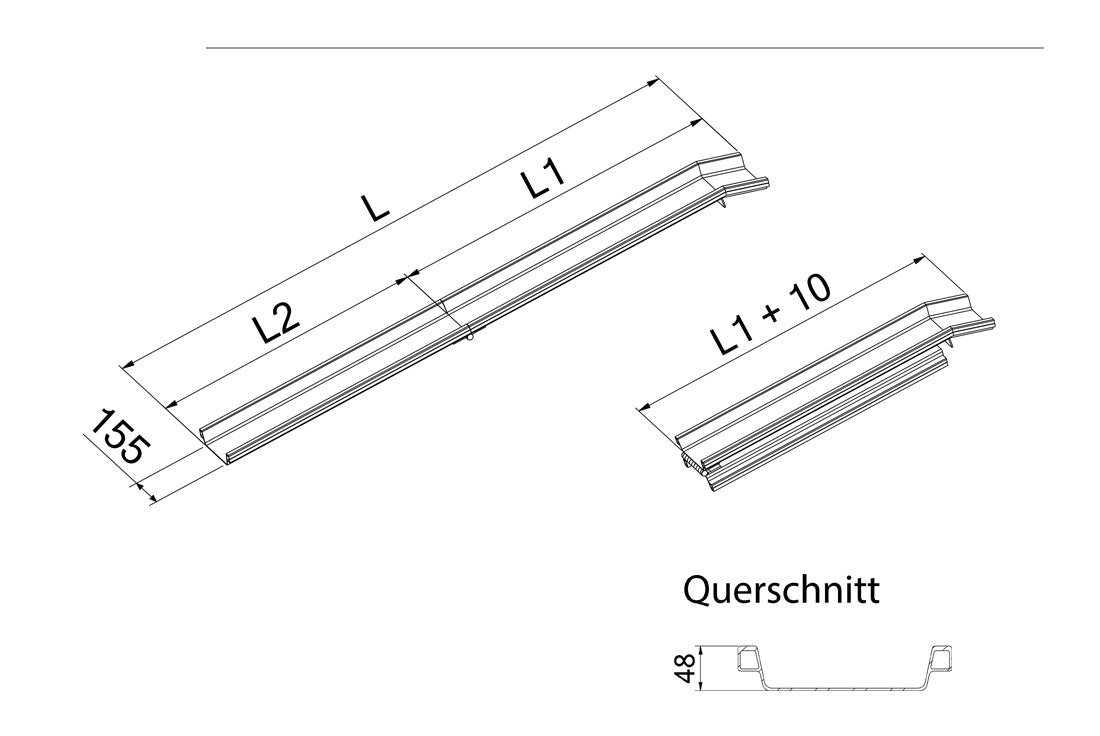 U-Schienenrampe | Faltbar | Länge: 2,775m | Tragfähigkeit: 326Kg