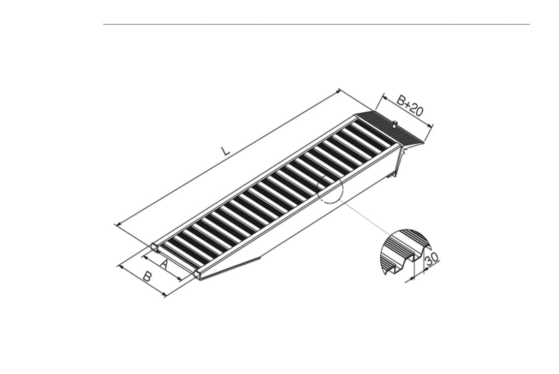 Lastrampe Gross | Länge: 3,685m | Breite: 0,46m | Tragfähigkeit/Paar: 5300Kg