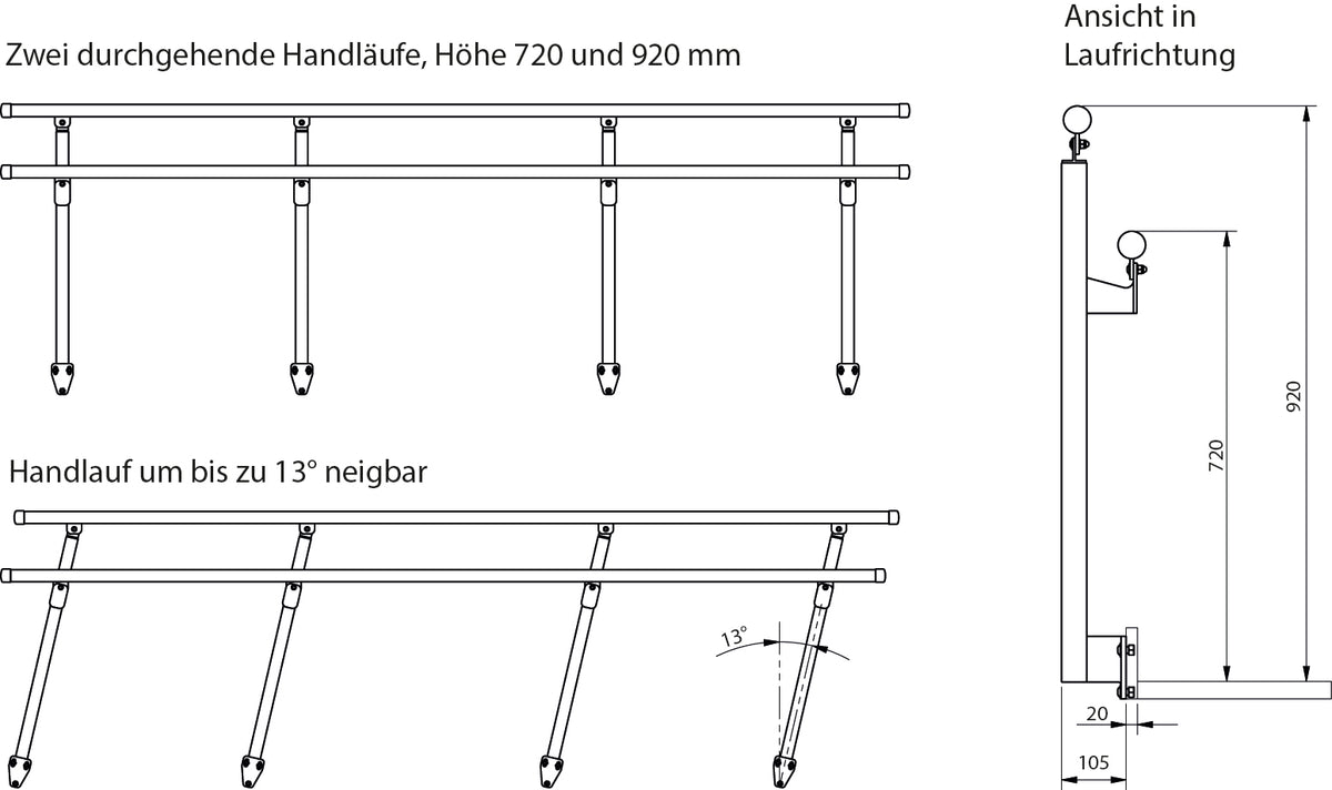 Geländer Einseitig | Länge: 4,5m