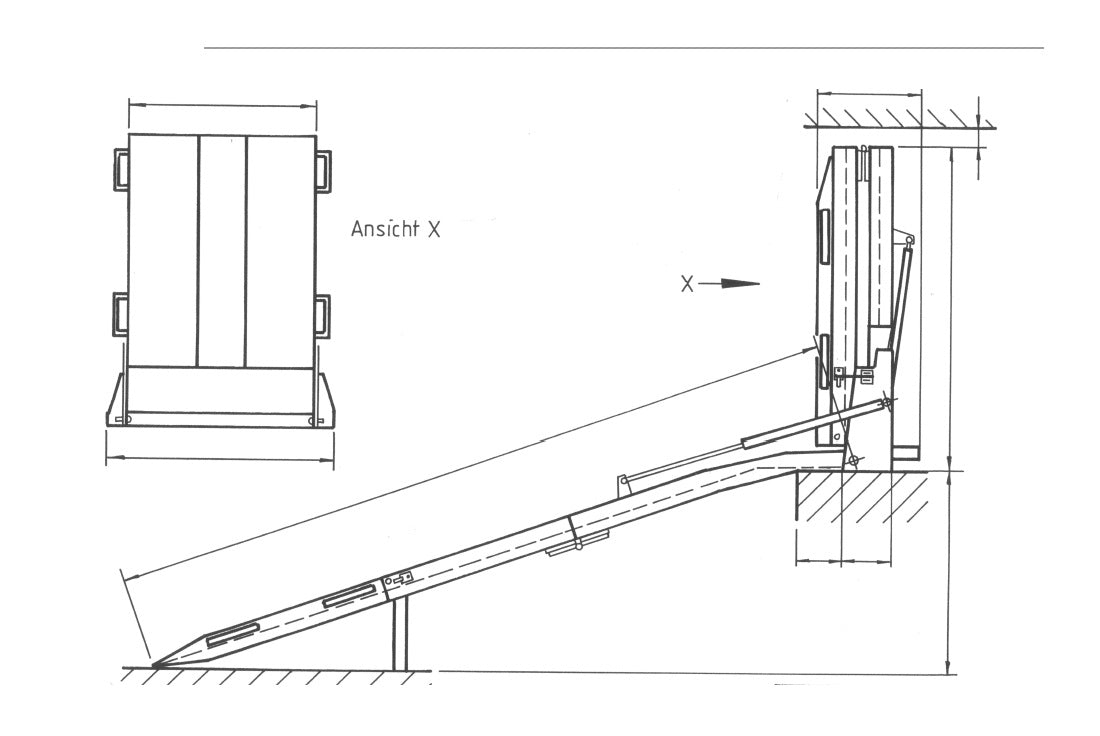 Rollstuhleinbaurampe Kompakt | Länge: 2,7m | Innenbreite: 0,825m | Tragfähigkeit: 350kg